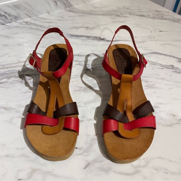 Yokono wedge sandals leather cork Lady Bug stamp made in Spain - Picture 4 of 13